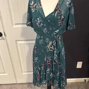 Calvin Klein Teal Floral Midi Dress